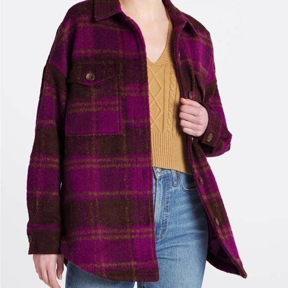 NWT Good American wool Blend Plaid Shacket Shirt Jacket Size Small Medium - Picture 12 of 12